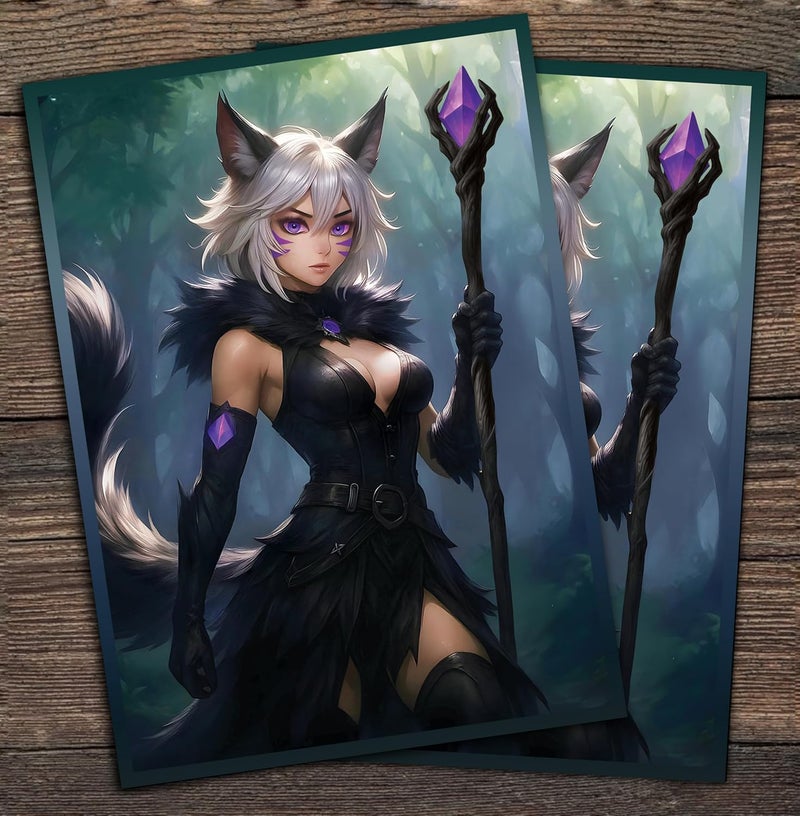Digital Sorcery Studio Anime Cat Warlock Card Sleeves 102 Pack – Compatible with MTG & TCGs – Perfect for Y'shtola, Night’s Blessed & Final Fantasy Commander Decks – Premium Card Game Sleeves for Magic - Image 2